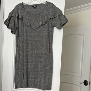 PAIGE Gray Flutter Sleeve Crew Neck Mini Dress